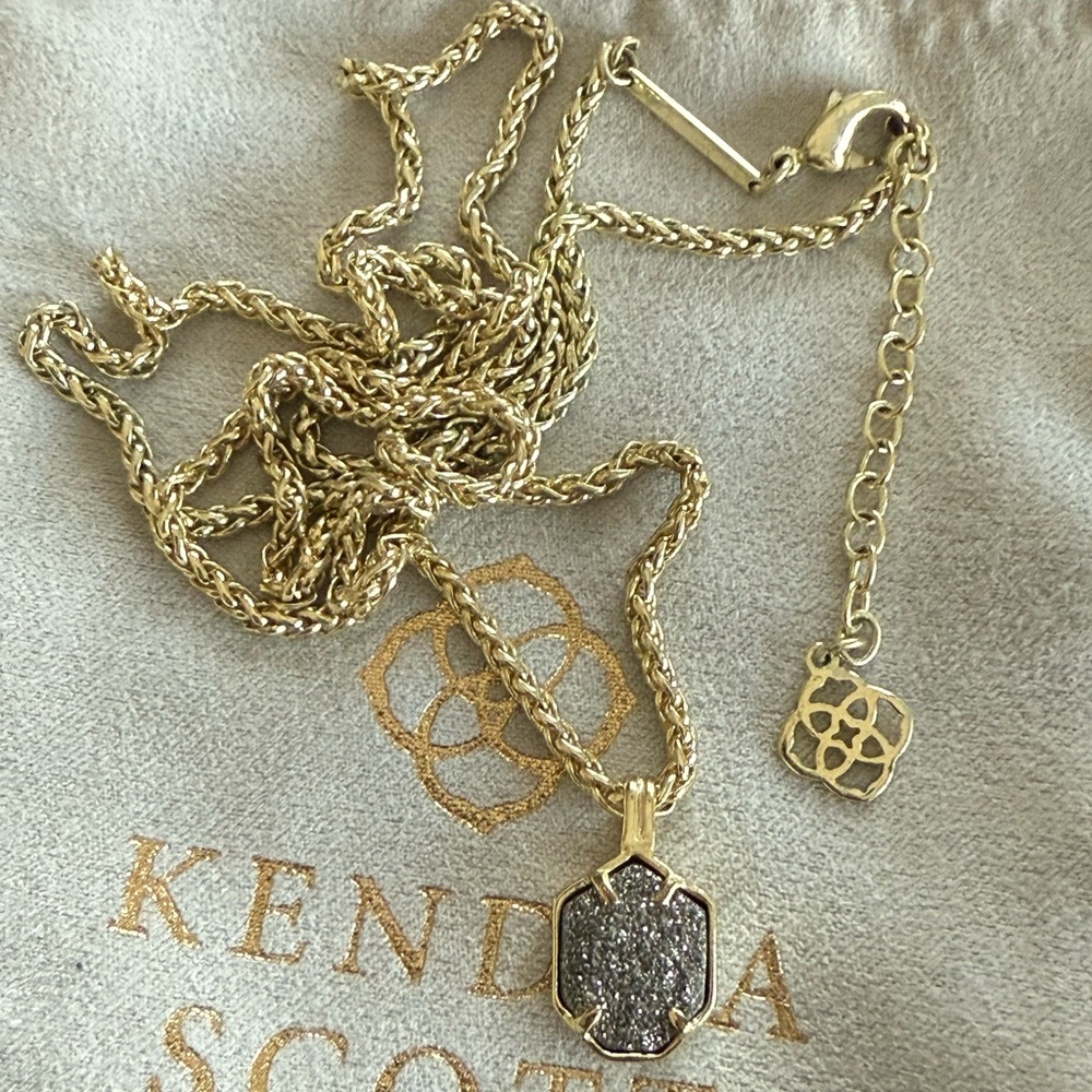Kendra Scott Platinum Druzy/Gold Oliver necklace